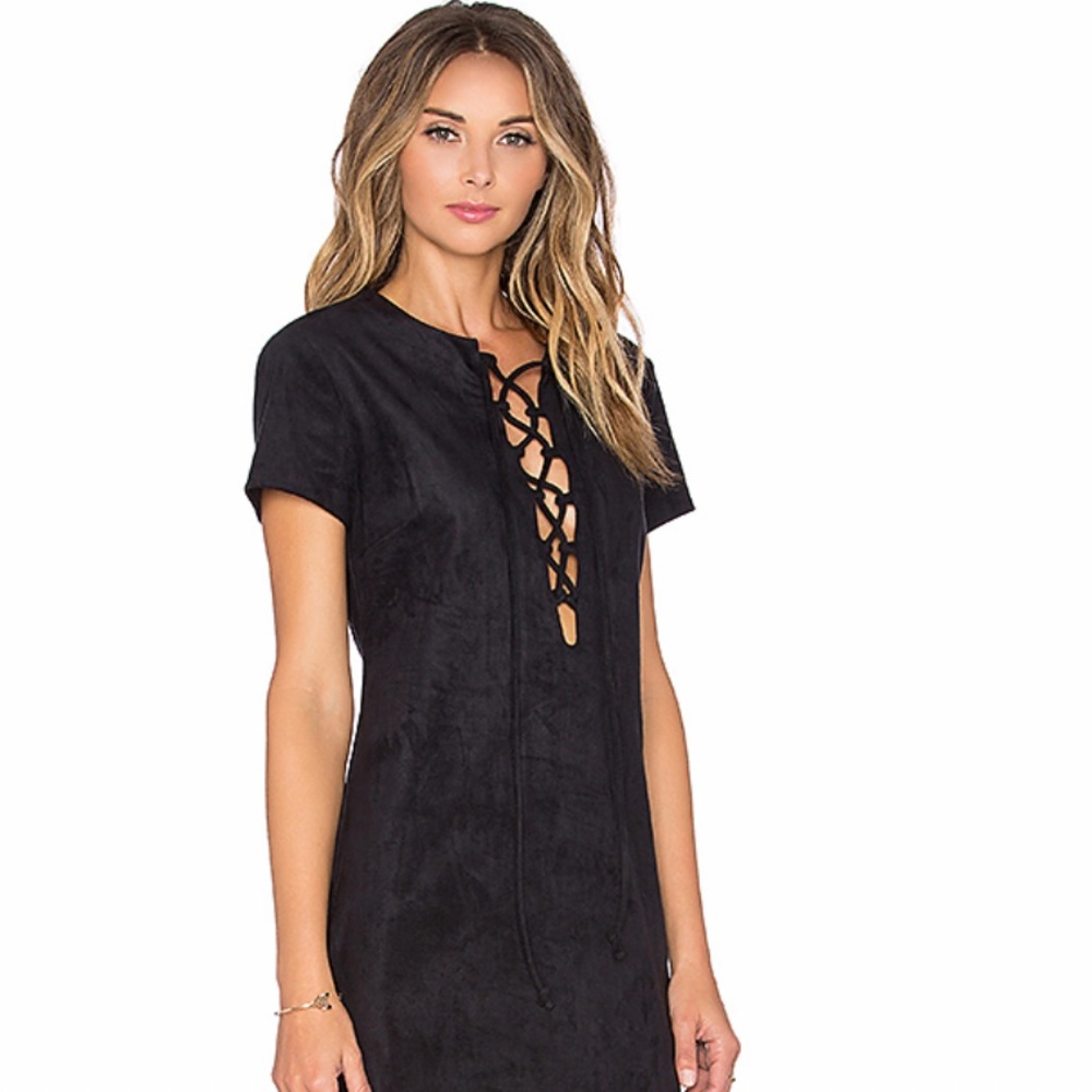 WAYF Faux Suede Lace Up Dress - Picture 7 of 8